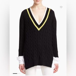 SAKS EXCLUSIVE AlexanderWang.T Layered Varsity Cable Knit Sweater
